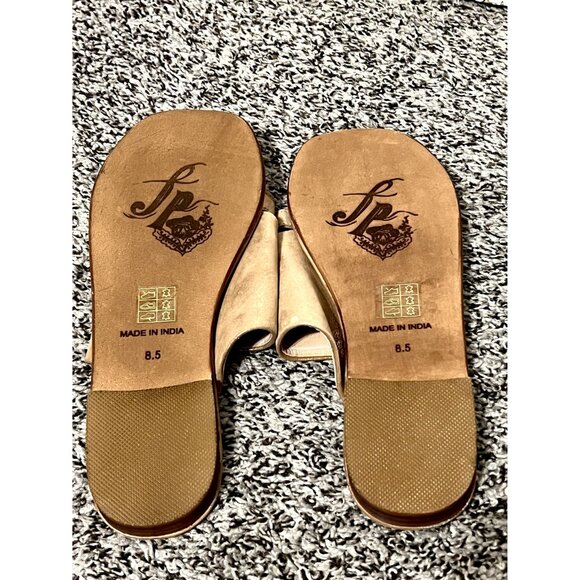 FREE PEOPLE Rose Gold Pink Metallic Mila Sandal Leather Slip On Sandals Size 8.5 - Picture 9 of 10